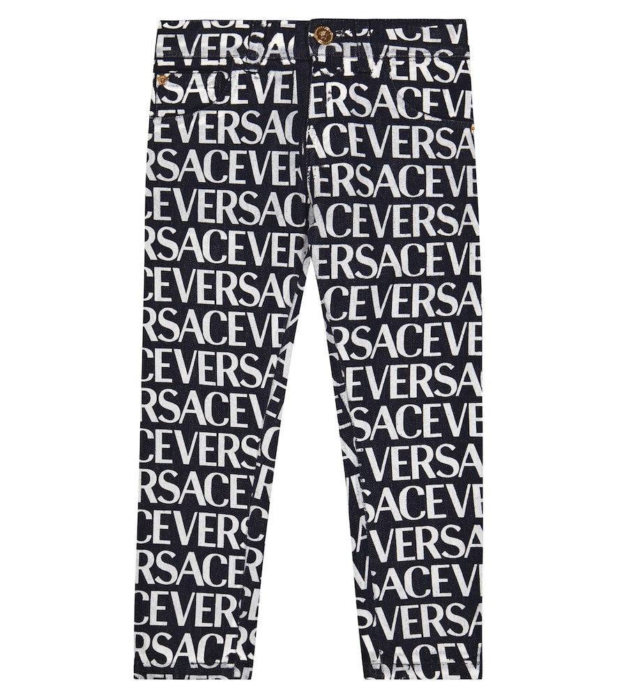 Logo print cotton jeans