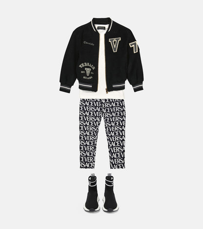 Logo print cotton jeans