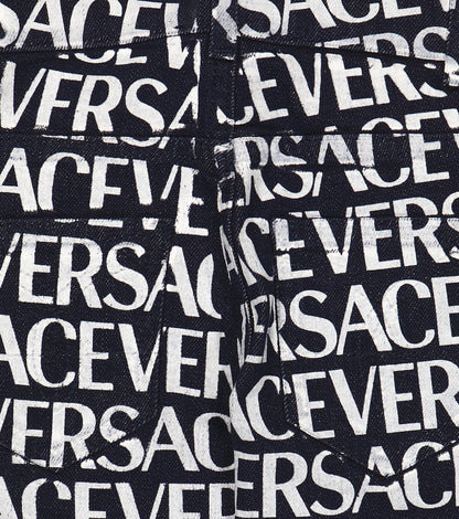 Logo print cotton jeans