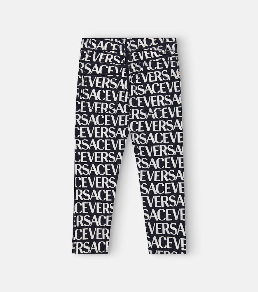 Logo print cotton jeans