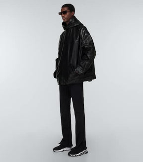 Leather pullover jacket