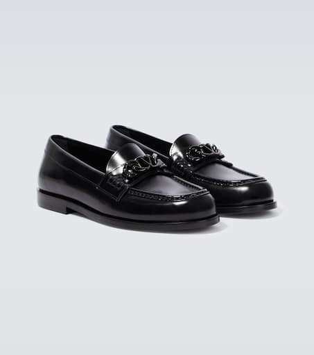 VLogo Chain leather loafers