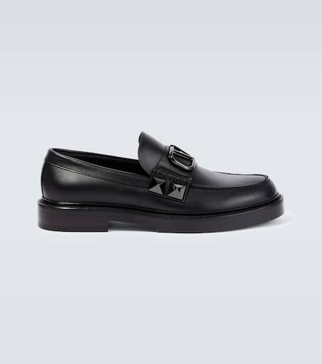 VLogo Stud Sign leather loafers