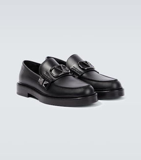 VLogo Stud Sign leather loafers