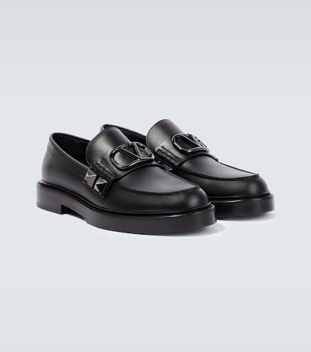 VLogo Stud Sign leather loafers