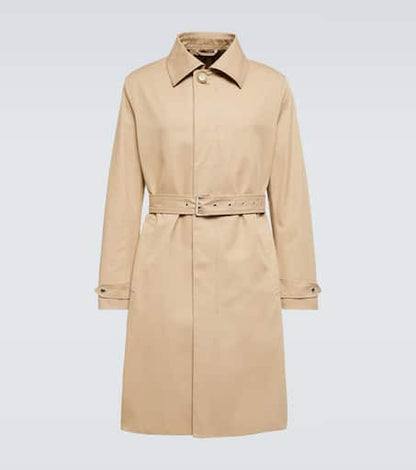 Belted cotton raincoat