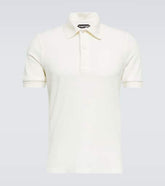 Cotton-blend terry polo shirt