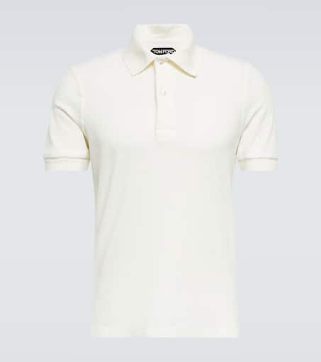 Cotton-blend terry polo shirt