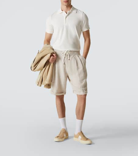 Cotton-blend terry polo shirt