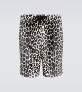 Leopard-print satin shorts