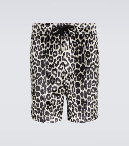 Leopard-print satin shorts