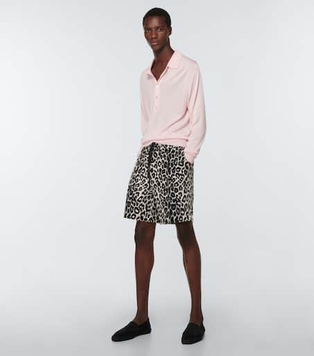 Leopard-print satin shorts