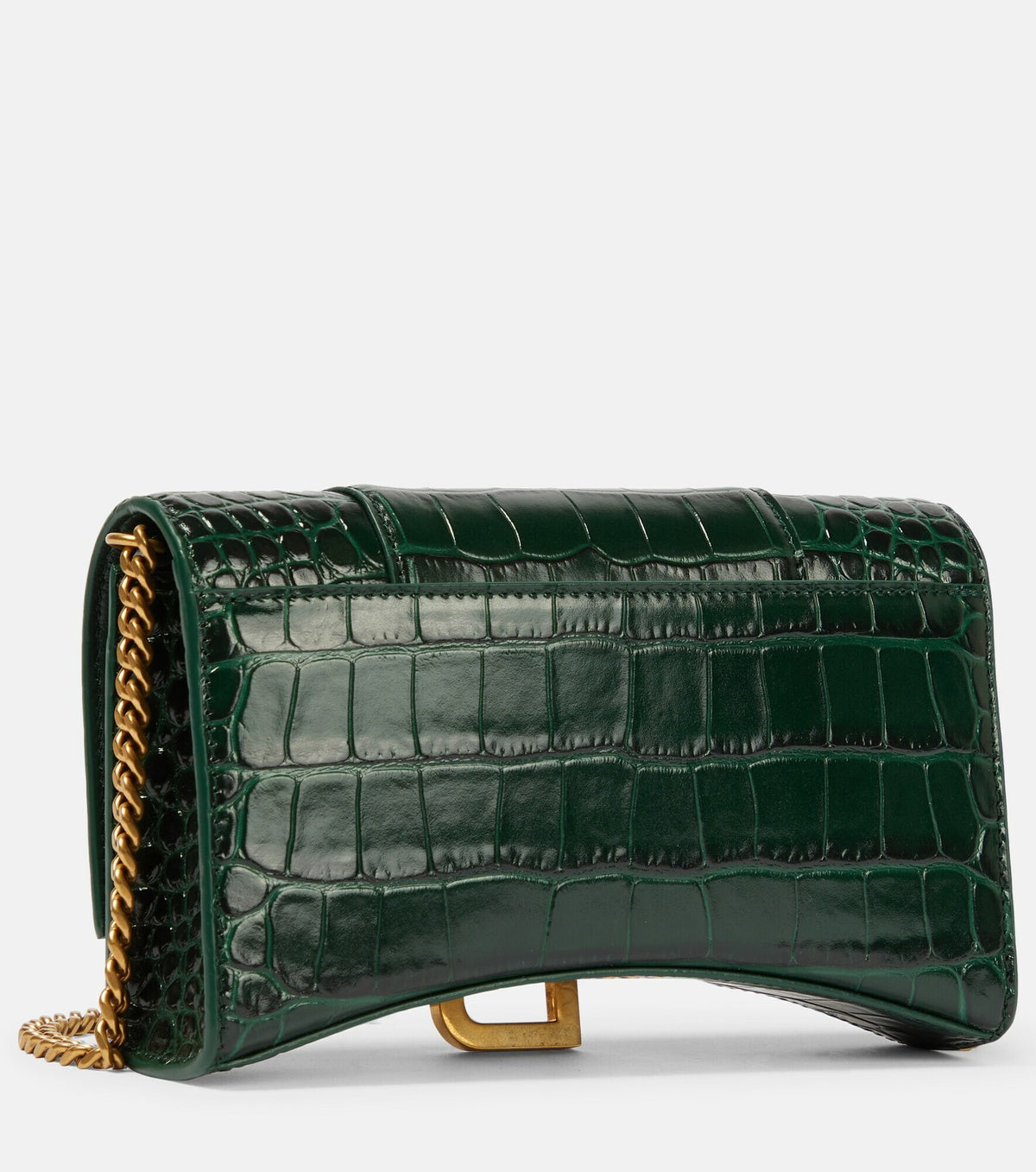 Balenciaga Hourglass croc-effect leather wallet on chain