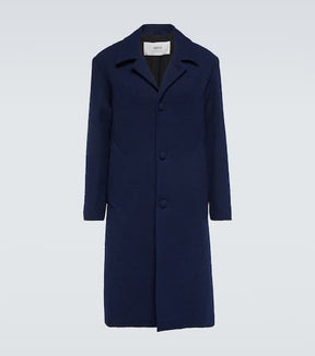 Single-breasted wool blend coat