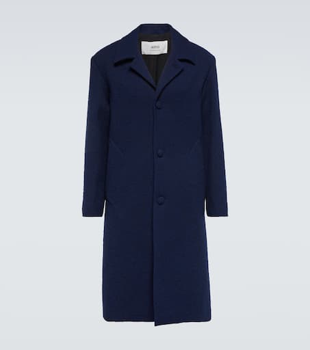 Single-breasted wool blend coat
