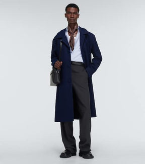 Single-breasted wool blend coat