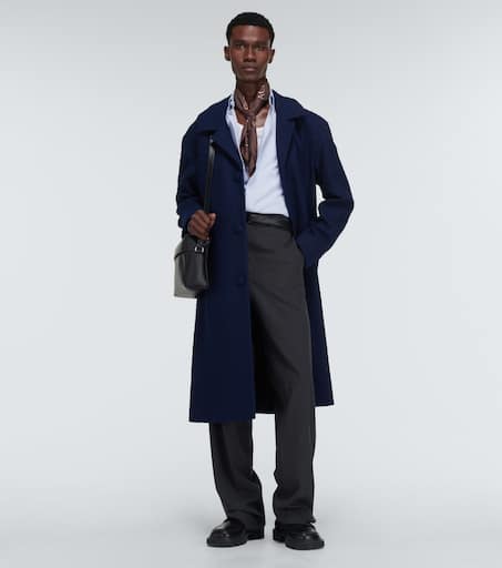 Single-breasted wool blend coat