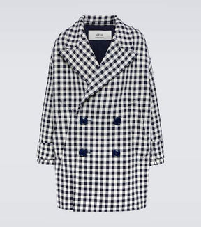 Oversized houndstooth wool coat