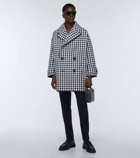 Oversized houndstooth wool coat