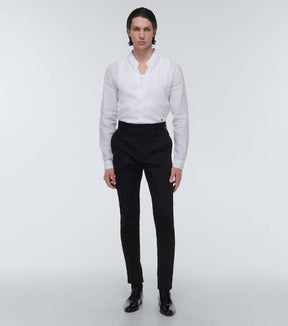Straight cotton-blend pants