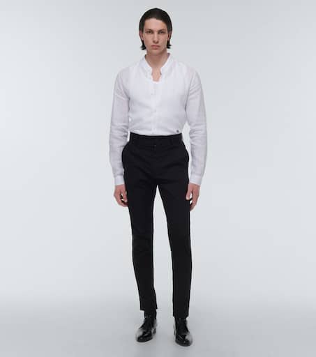 Straight cotton-blend pants