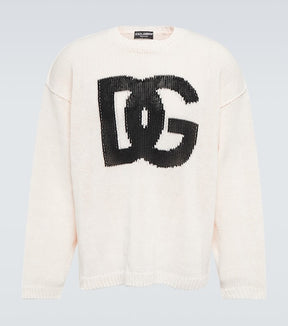 Intarsia linen sweater