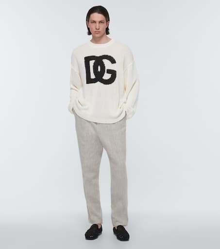 Intarsia linen sweater
