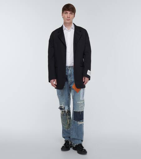 Patchwork straight jeans