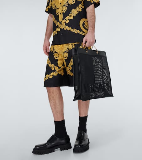 Shopper leather-trimmed tote bag