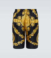 Printed silk twill shorts