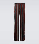 High-rise striped straight crêpe pants