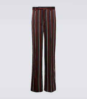 High-rise striped straight crêpe pants