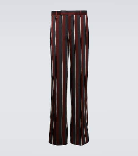 High-rise striped straight crêpe pants