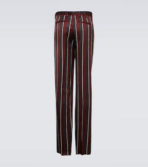 High-rise striped straight crêpe pants