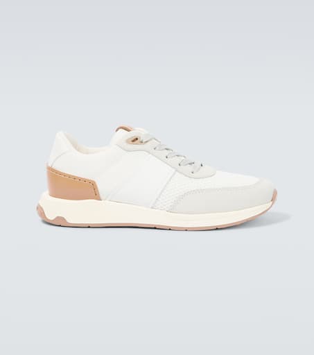 Leather-trimmed sneakers