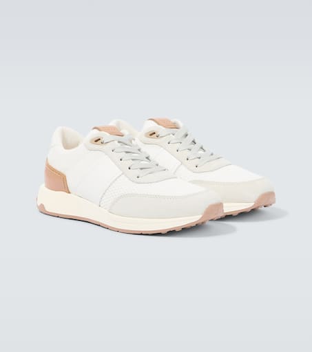 Leather-trimmed sneakers