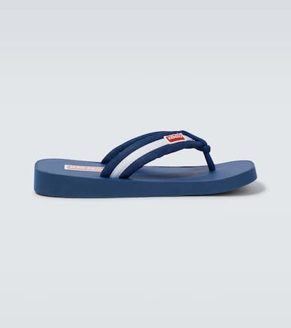 Logo striped thong sandals