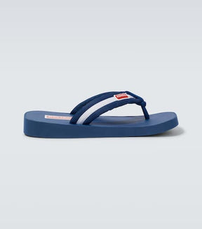 Logo striped thong sandals