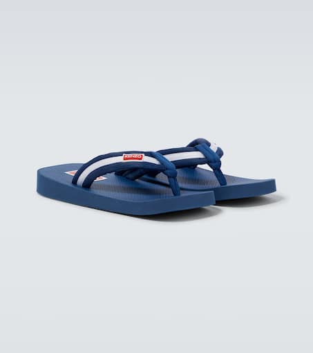 Logo striped thong sandals