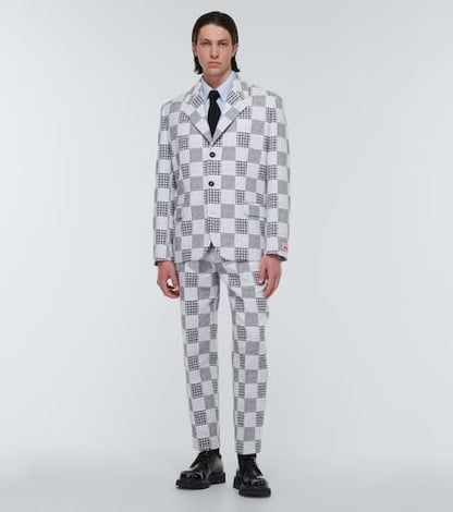 Patchwork straight-leg pants