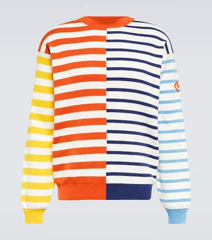 Striped cotton and wool sweater