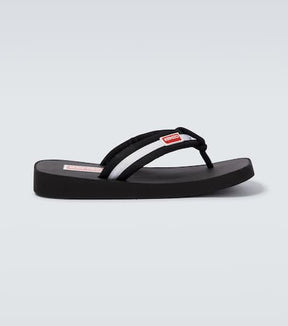 Logo striped thong sandals