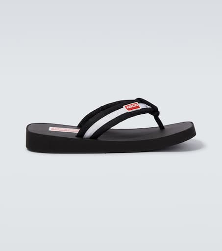Logo striped thong sandals