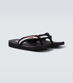 Logo striped thong sandals