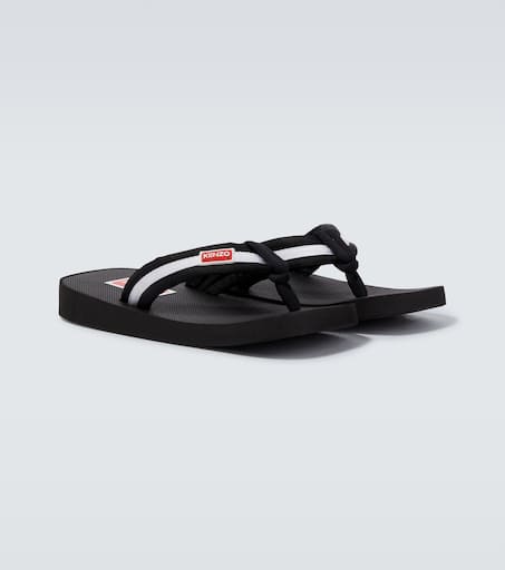 Logo striped thong sandals