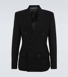 Wool-blend double-breasted blazer