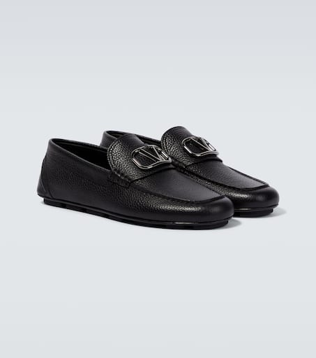 VLogo Signature leather driving shoes
