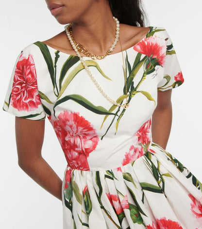 Dolce&Gabbana - Floral A-line cotton midi dress