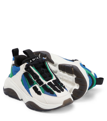 Bone suede-trimmed sneakers