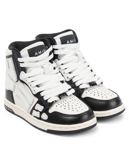 Skeleton leather high-top sneakers